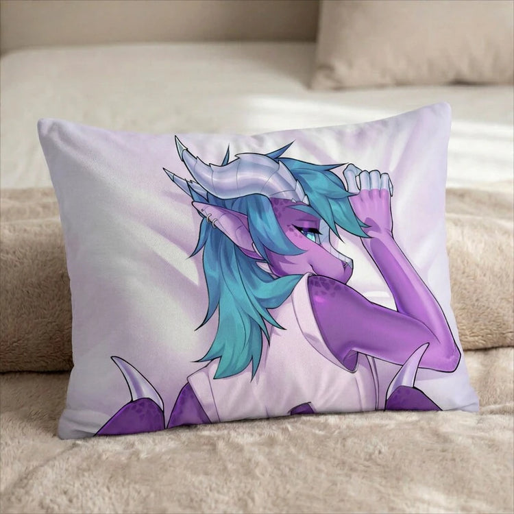Nyxiris the Dragon Male Head Pillow Cover back US standard pillow mockup
