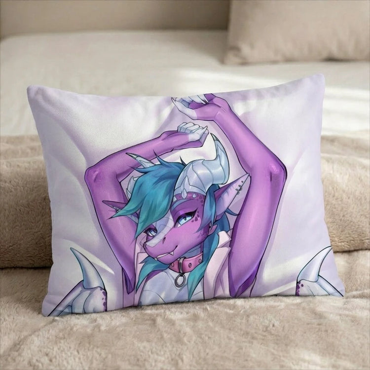 Nyxiris the Dragon Male Head Pillow Cover front US standard pillow mockup