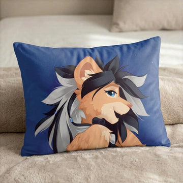 Orice the Lion Female Head Pillow Cover back US standard pillow mockup
