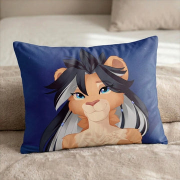 Orice the Lion Female Head Pillow Cover front US standard pillow mockup