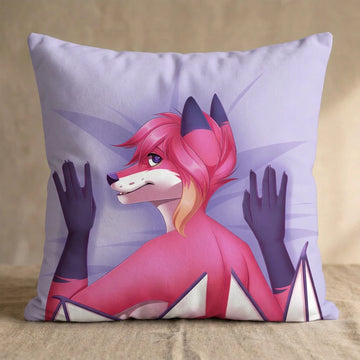 Pink Dragon by Mischief Head Pillow Cover back square pillow mockup