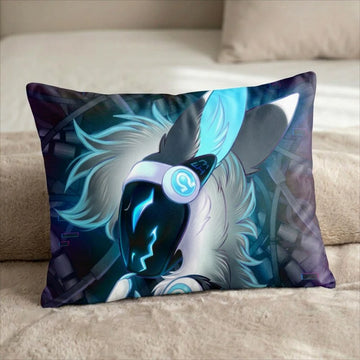 Protis the Protogen Female Head Pillow Cover back US standard pillow mockup