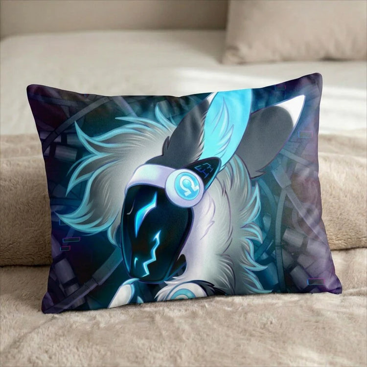 Protis the Protogen Female Head Pillow Cover back US standard pillow mockup