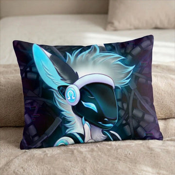 Protis the Protogen Female Head Pillow Cover front US standard pillow mockup