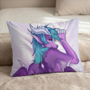 Purple Femboy Dragon Male Head Pillow Cover back US standard pillow mockup