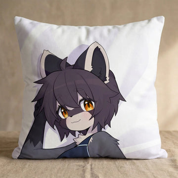 Rebecca the Raccoon Female Head Pillow Cover back square pillow mockup