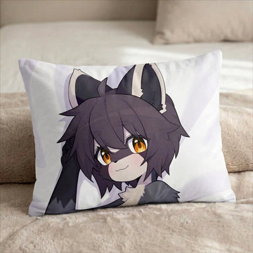 Rebecca the Raccoon Female Head Pillow Cover back US standard pillow mockup