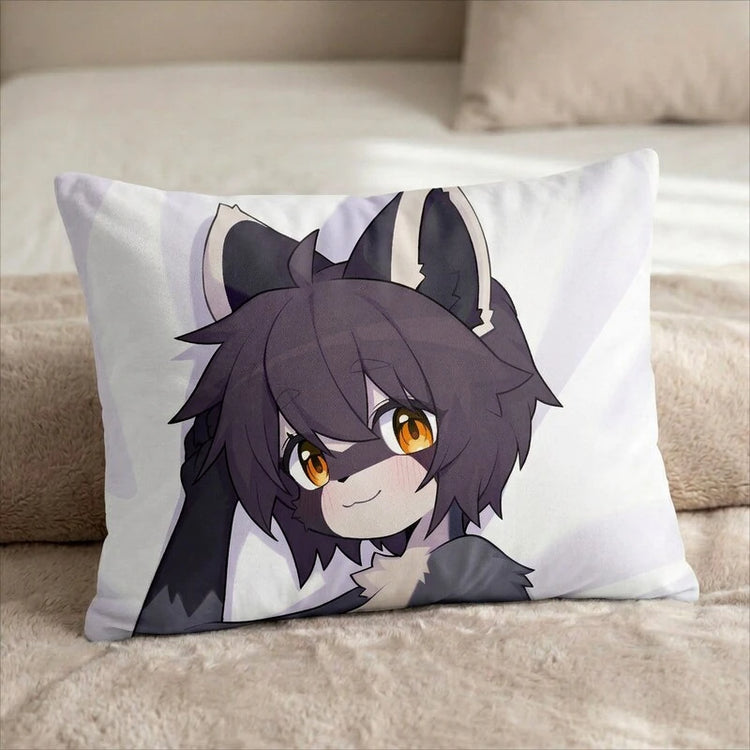 Rebecca the Raccoon Female Head Pillow Cover back US standard pillow mockup