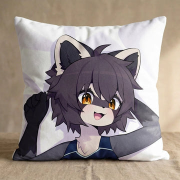 Rebecca the Raccoon Female Head Pillow Cover front square pillow mockup