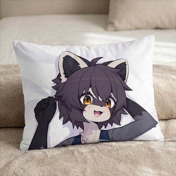 Rebecca the Raccoon Female Head Pillow Cover front US standard pillow mockup