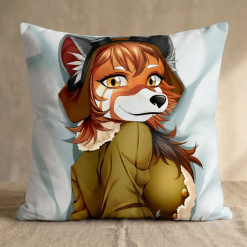 Red Panda by Yulia Gruzdeva Head Pillow Cover back square pillow mockup