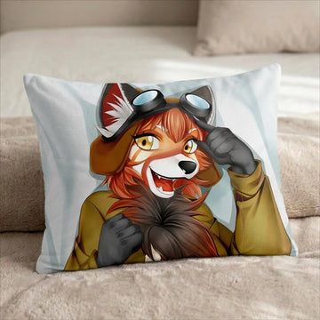 Red Panda by Yulia Gruzdeva Head Pillow Cover front US standard pillow mockup