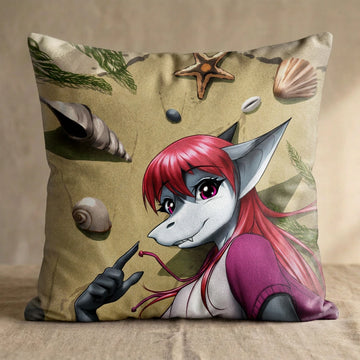 Ruby the Shark Female Head Pillow Cover back square pillow mockup