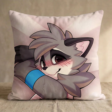Sam the Raccoon Male Head Pillow Cover back square pillow mockup