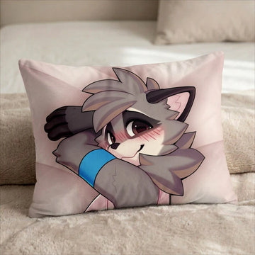 Sam the Raccoon Male Head Pillow Cover back US standard pillow mockup