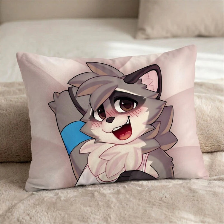 Sam the Raccoon Male Head Pillow Cover front US standard pillow mockup