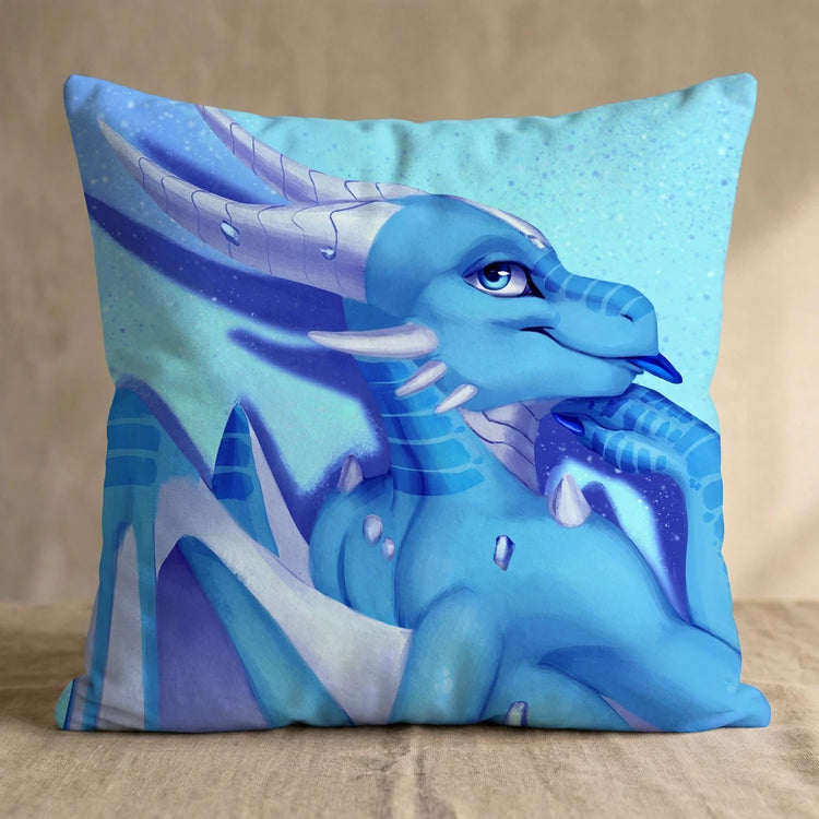 Sapphire the Dragon Female Head Pillow Cover back square pillow mockup