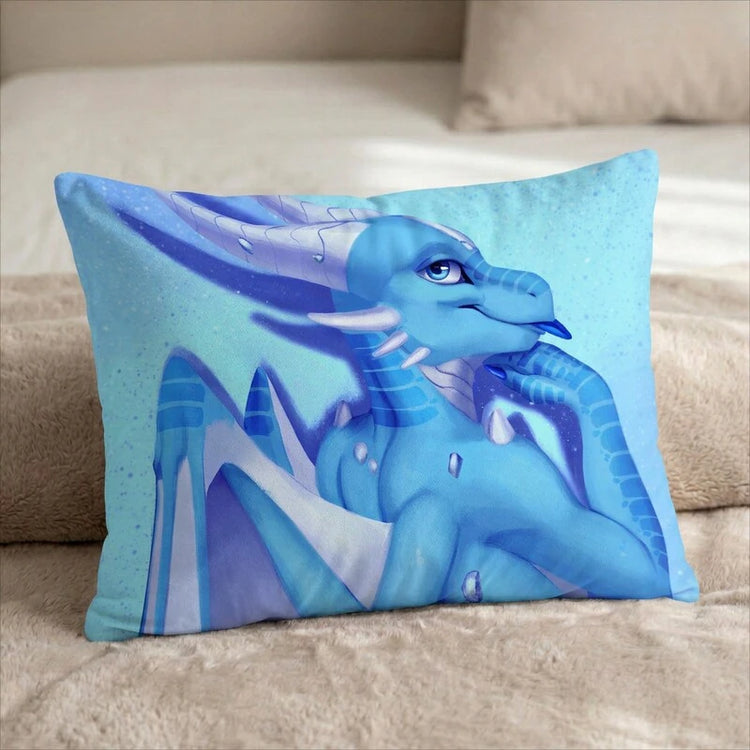 Sapphire the Dragon Female Head Pillow Cover back US standard pillow mockup