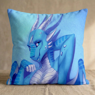 Sapphire the Dragon Female Head Pillow Cover front square pillow mockup