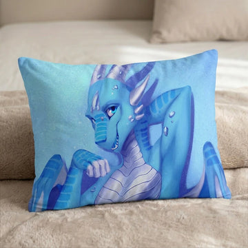 Sapphire the Dragon Female Head Pillow Cover front US standard pillow mockup