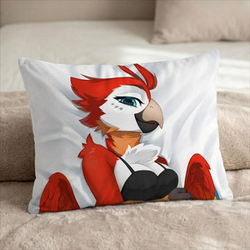 Seraphina the Bird Female Head Pillow Cover back US standard pillow mockup