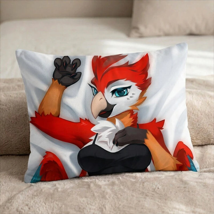 Seraphina the Bird Female Head Pillow Cover front US standard pillow mockup