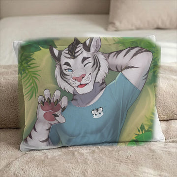 Shiro the White Tiger Male Head Pillow Cover front US standard pillow mockup