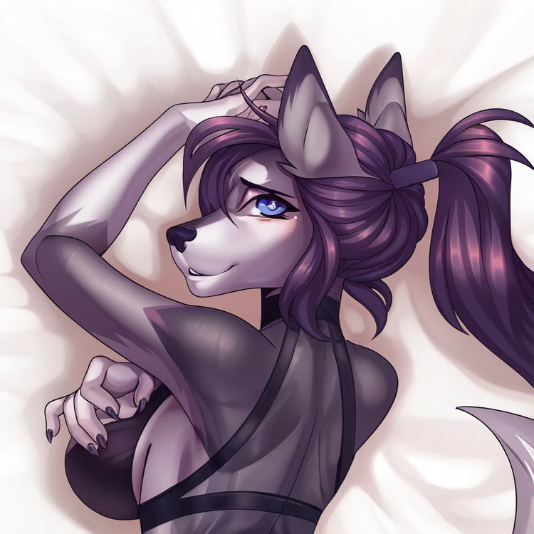 Siera the Wolf Female Head Pillow Cover back square pillow mockup