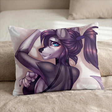 Siera the Wolf Female Head Pillow Cover back US standard pillow mockup