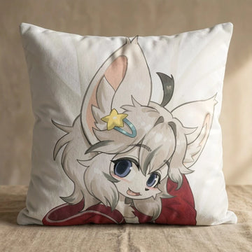 Silvan the Silver Wolf Male Head Pillow Cover back square pillow mockup