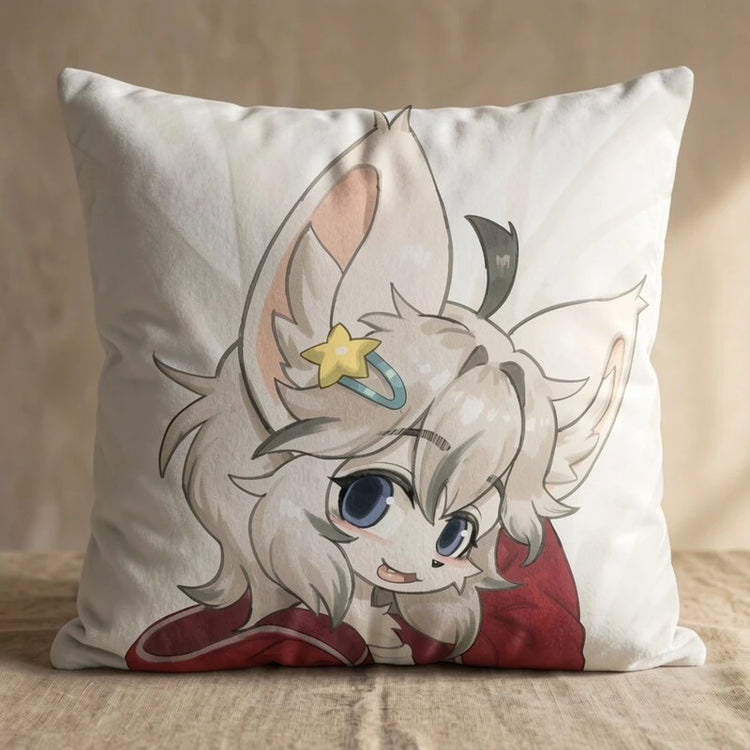 Silvan the Silver Wolf Male Head Pillow Cover back square pillow mockup