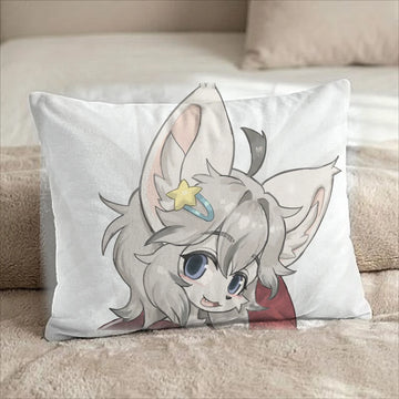 Silvan the Silver Wolf Male Head Pillow Cover back US standard pillow mockup