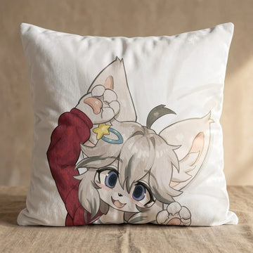 Silvan the Silver Wolf Male Head Pillow Cover front square pillow mockup