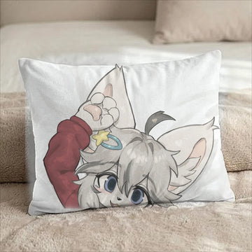 Silvan the Silver Wolf Male Head Pillow Cover front US standard pillow mockup