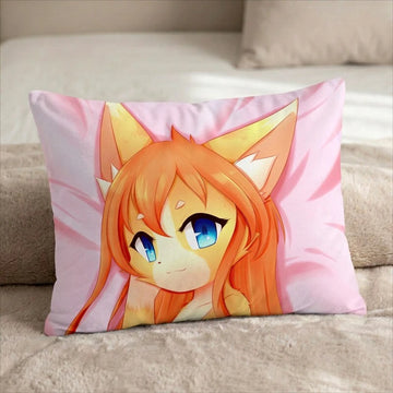 Sinthia the Cat Female Head Pillow Cover back US standard pillow mockup