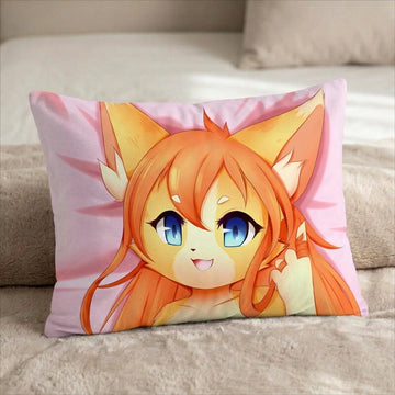 Sinthia the Cat Female Head Pillow Cover front US standard pillow mockup