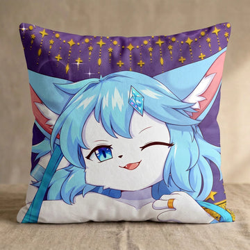Soraya the Cat Female Head Pillow Cover back square pillow mockup