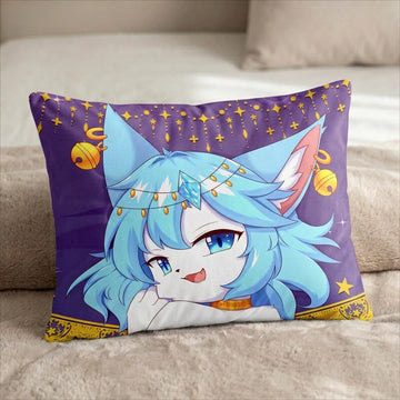 Soraya the Cat Female Head Pillow Cover front US standard pillow mockup