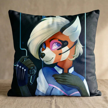 Space Panda Head Pillow Cover back square pillow mockup