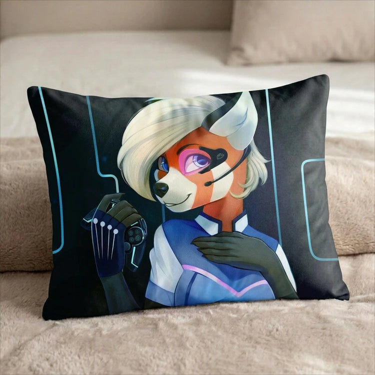 Space Panda Head Pillow Cover back US standard pillow mockup