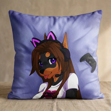 Sythe the Dog Female Head Pillow Cover back square pillow mockup
