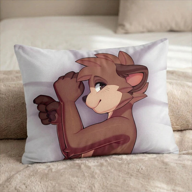 Tarka the Otter Male Head Pillow Cover back US standard pillow mockup