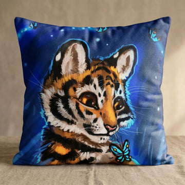 Theoti the Tiger Male Head Pillow Cover back square pillow mockup