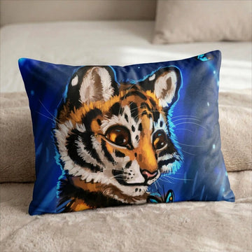 Theoti the Tiger Male Head Pillow Cover back US standard pillow mockup