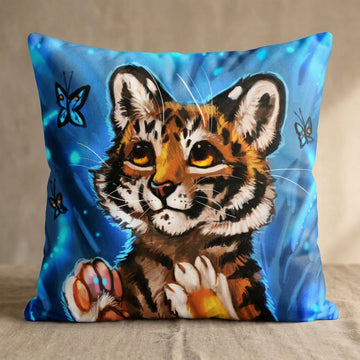 Theoti the Tiger Male Head Pillow Cover front square pillow mockup