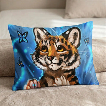 Theoti the Tiger Male Head Pillow Cover front US standard pillow mockup