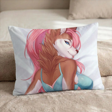 Toffee the Husky Female Head Pillow Cover back US standard pillow mockup