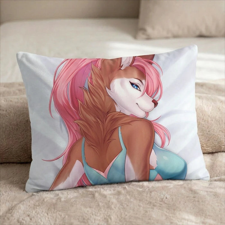 Toffee the Husky Female Head Pillow Cover back US standard pillow mockup