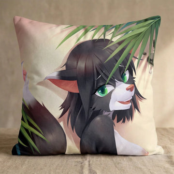 Vanessa the Cat Female Head Pillow Cover back square pillow mockup