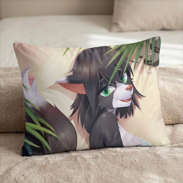 Vanessa the Cat Female Head Pillow Cover back US standard pillow mockup